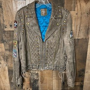 Double D Ranch leather biker jacket sz XL